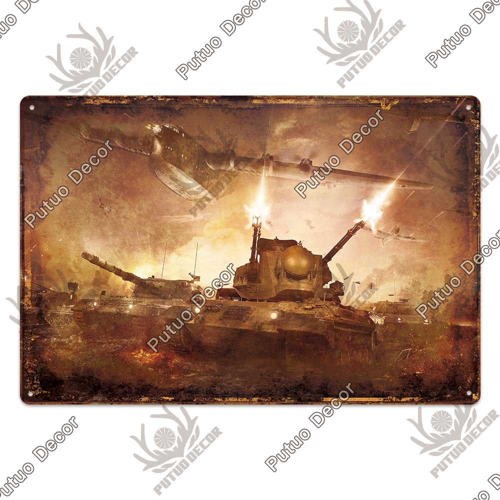 Putuo Decor Panzer Blechschild Metallschild Dekorative Vintage-Dekor Plakette Wanddeko Garage Man Cave Clubraum Zuhause