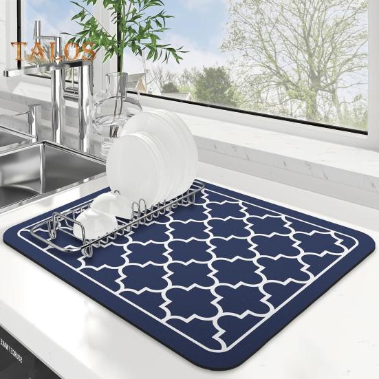 Tapis de séchage de vaisselle, grand tapis absorbant et drainant pour comptoir de cuisine, tapis de salle de bain multifonctionnel pour café