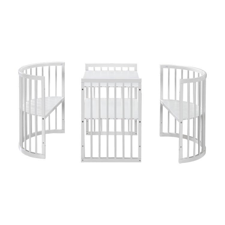 INS Bolin Multifunctional Solid Wood Round Baby Bed: Convertible Twin and Co-Sleeping.