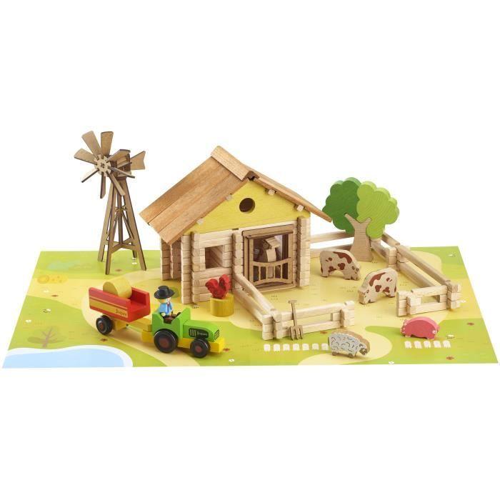 My Wooden Farm - Construction Set - JEUJURA - 145 Pieces