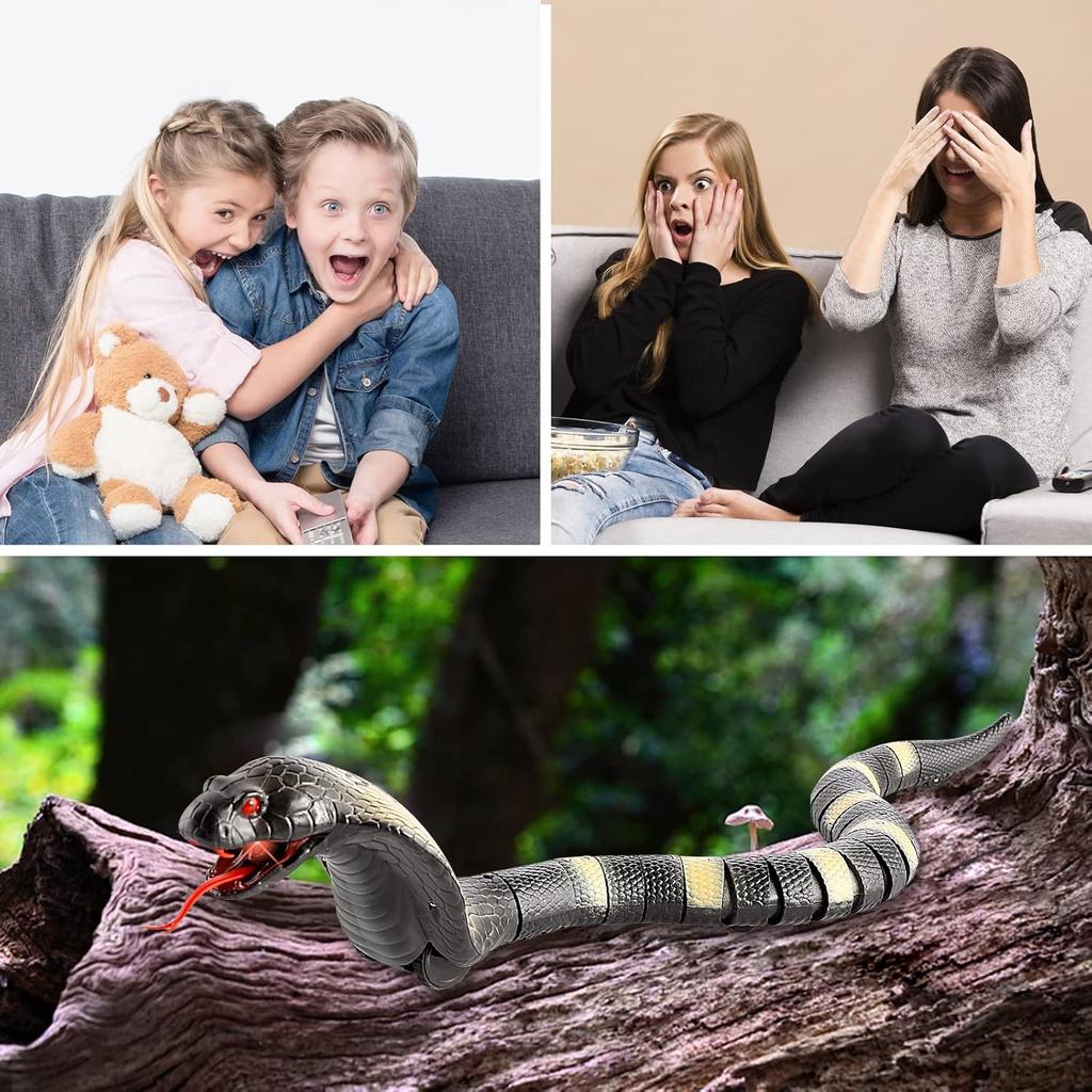 Ufurty Greatstar Remote Control Snake Toy for Kids 17.5 Inch RC Rechargeable Realistic Cobra Snake King Naja Pranks Toy for Christmas Hallowene Gift
