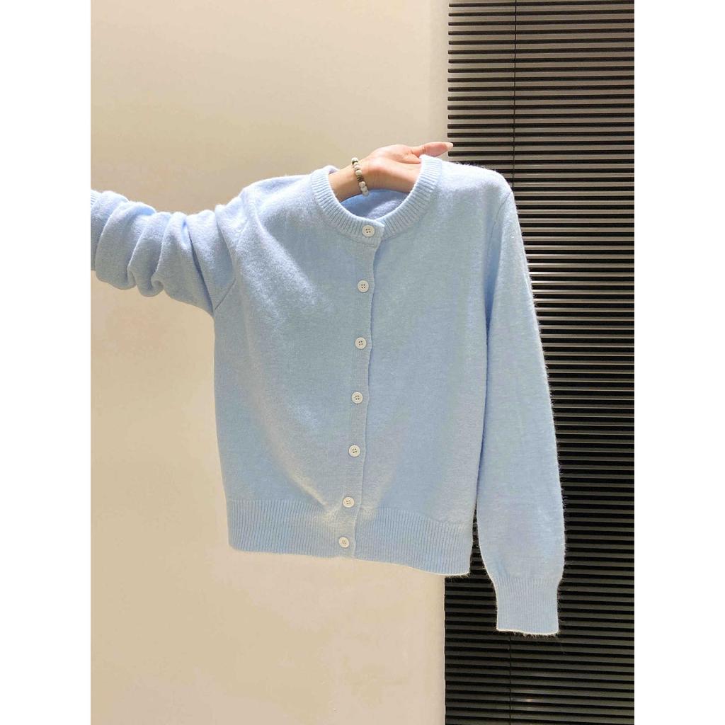 Lemon yellow age-reducing single-breasted sweater cardigan women's autumn and winter temperament soft waxy knitted top coat