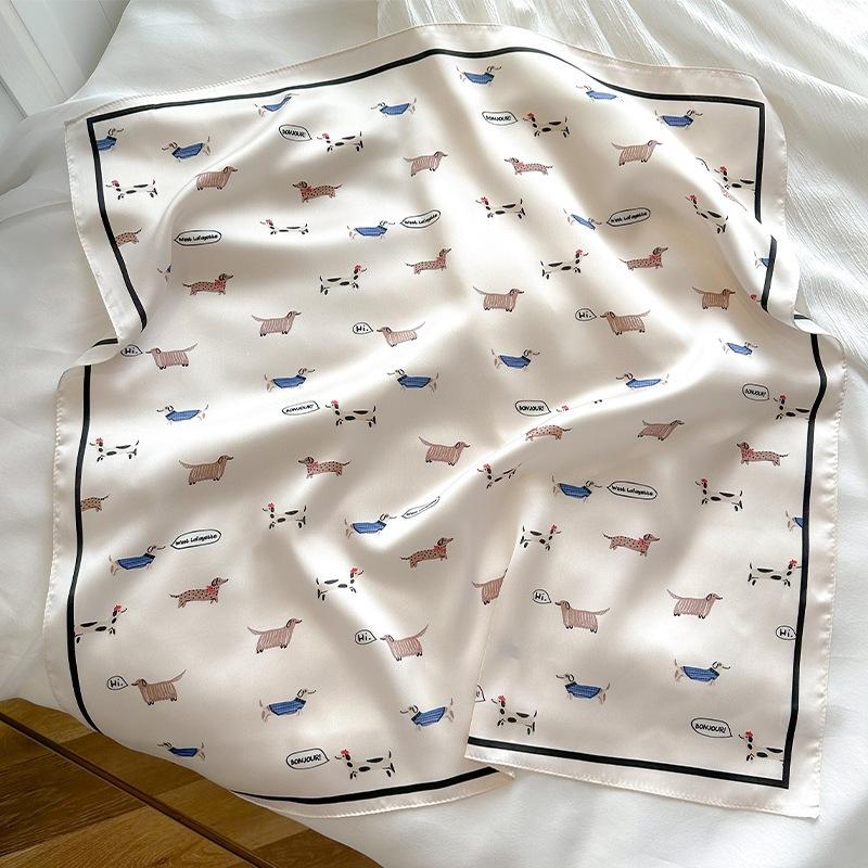 New fashion high-end silk scarf sunscreen women's printed square scarf versatile light luxury silk scarf hair accessories temperament scarf