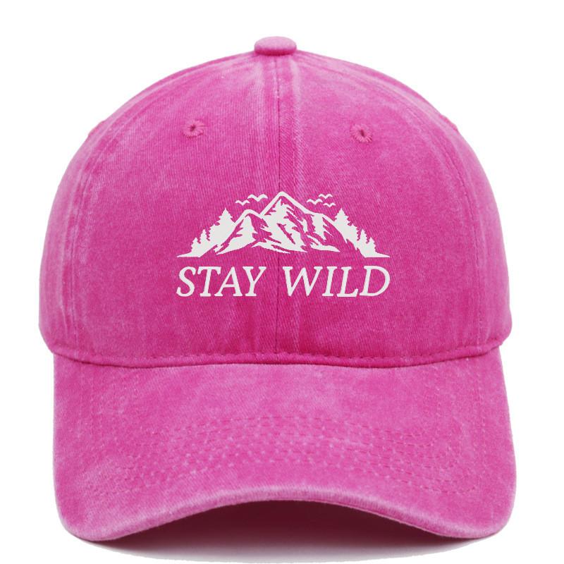 Stay Wild Mountain Embroidered Baseball Cap With Soft Top For Outdoor Sunshade