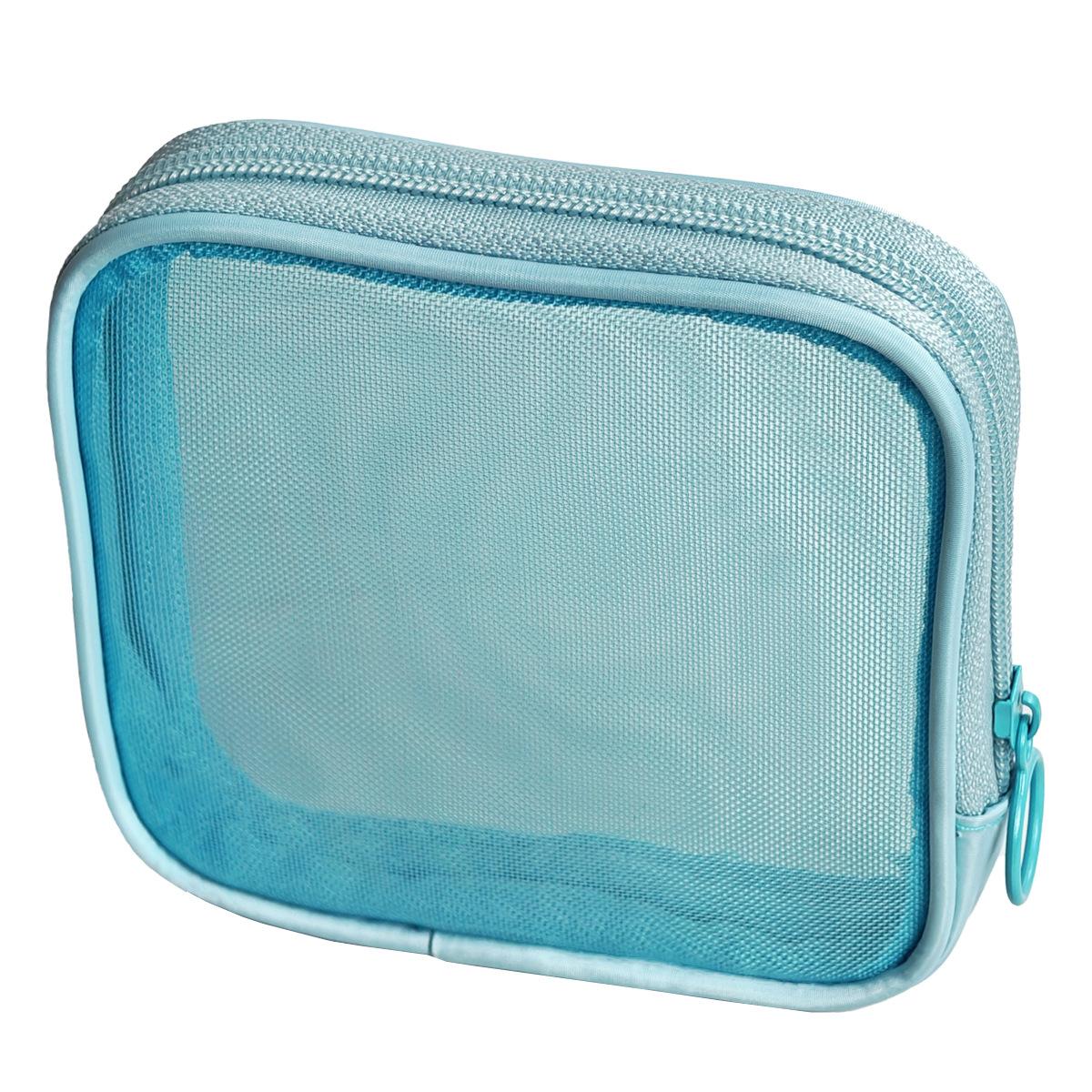 Однотонный кошелек на молнии для монет Сетчатый кошелек для монет Нейлоновый кошелек для монет Милый кошелек Сумка для косметики Портативная сумка для макияжа Сумка для хранения кабелей данных и помады