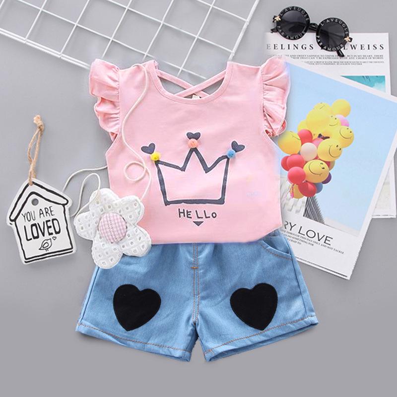 Summer Short Sleeve Set for Girls 1-4 Years - Baby Girl Fashion T-shirt Two-Piece
