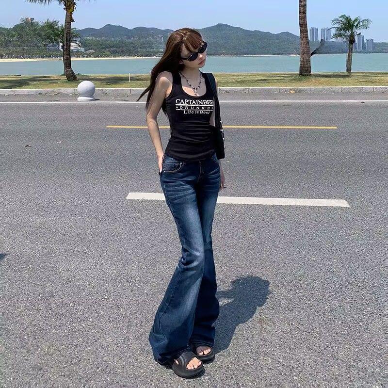 

Spicy Girl Retro Flare Jeans: Women s Stretch Slimming Bell-Bottoms Medium сірий колір/синій