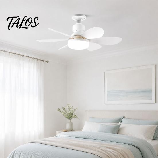 Ventilador de Teto Silencioso com Luz 42/52cm com Lâmpada LED, Soquete E27, 6 Pás, Controle Remoto 3 Cores Reguláveis para Quarto Cozinha Garagem Múltiplos