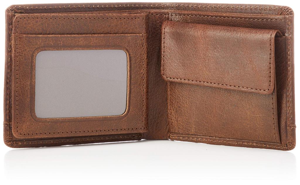 Lee Premium Weiches Rindsleder Echtes Geldscheinfach mit Innerem Braunem Bifold-Portemonnaie, Leder, Leder, Fach, Klappe,