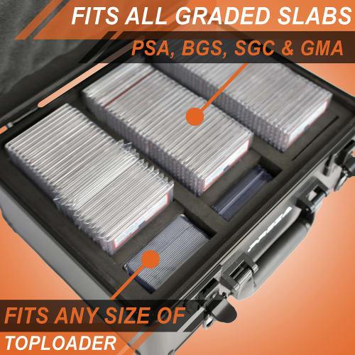 PREZA Graded Card Storage Box - Premium Slab Case Storage Holder for Graded Trading Cards (Black)