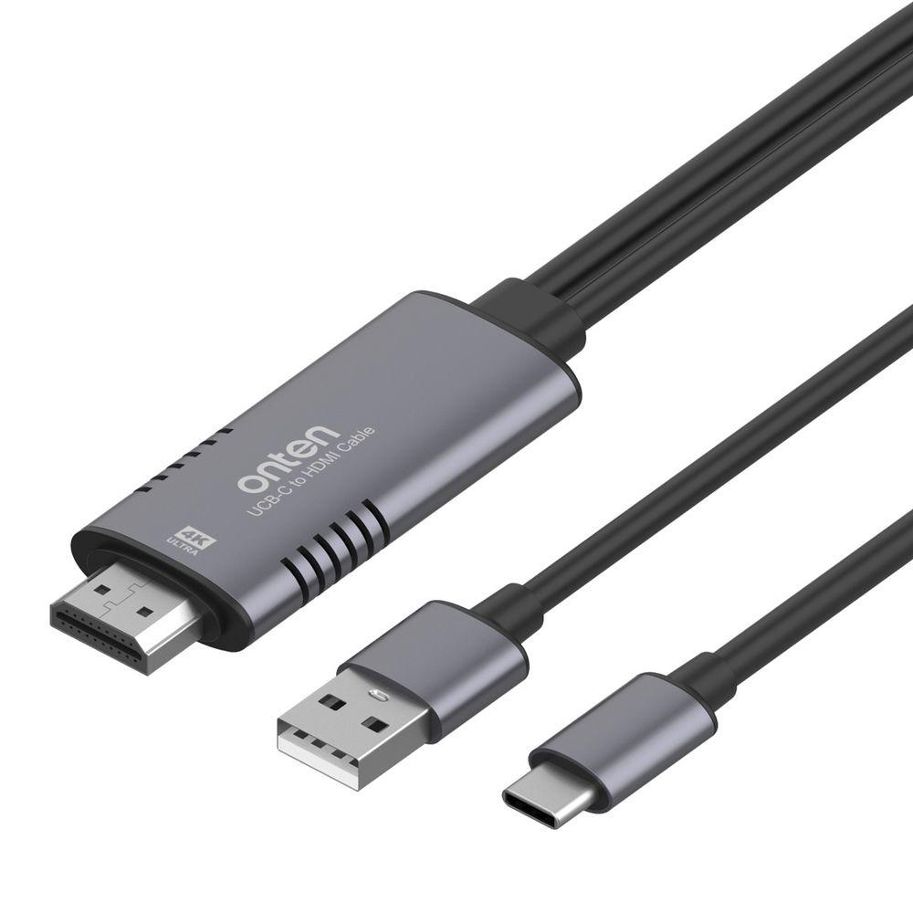 

ONTEN OTN-UC515 Type-C to HDMI Cable 4K 30hz High Definition Video Adapter Cord with USB Charging Cable A