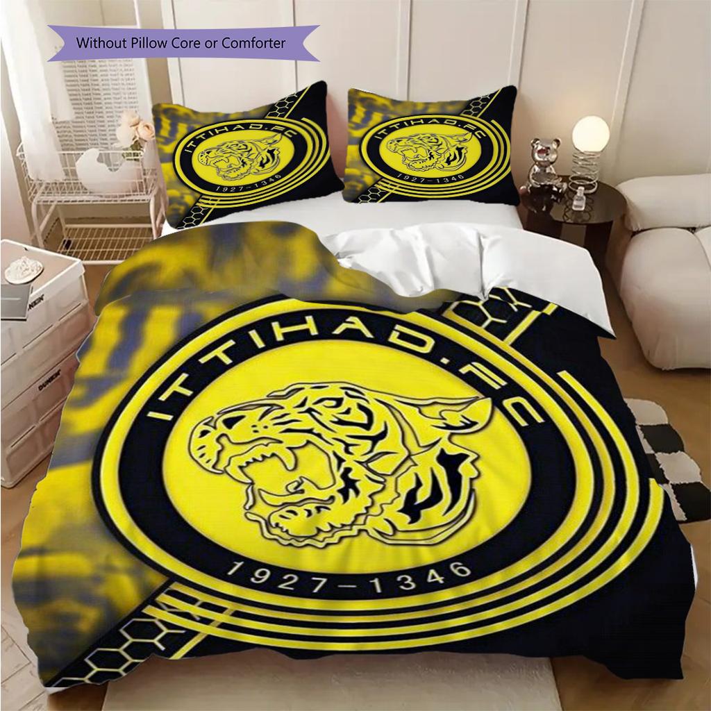 Tiger Emblem Three-piece Set (1 * Duvet Cover + 2 * Pillowcase, Without Core) 2D Flat Duvet Cover and Pillowcase Soft and Comfortable Bedding Set