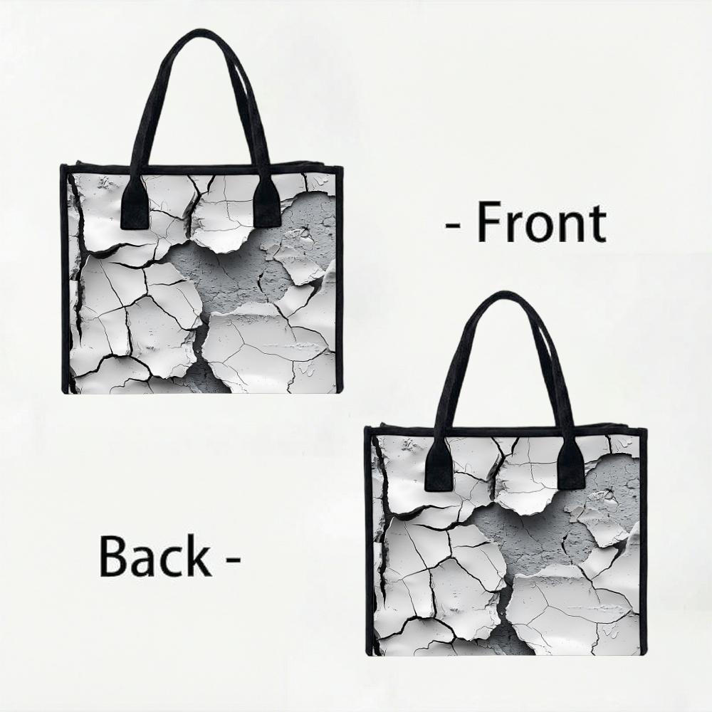 Cracked Pattern Tote Bag Large Capacity Daily Portable Fashion Casual Shopping Handbag