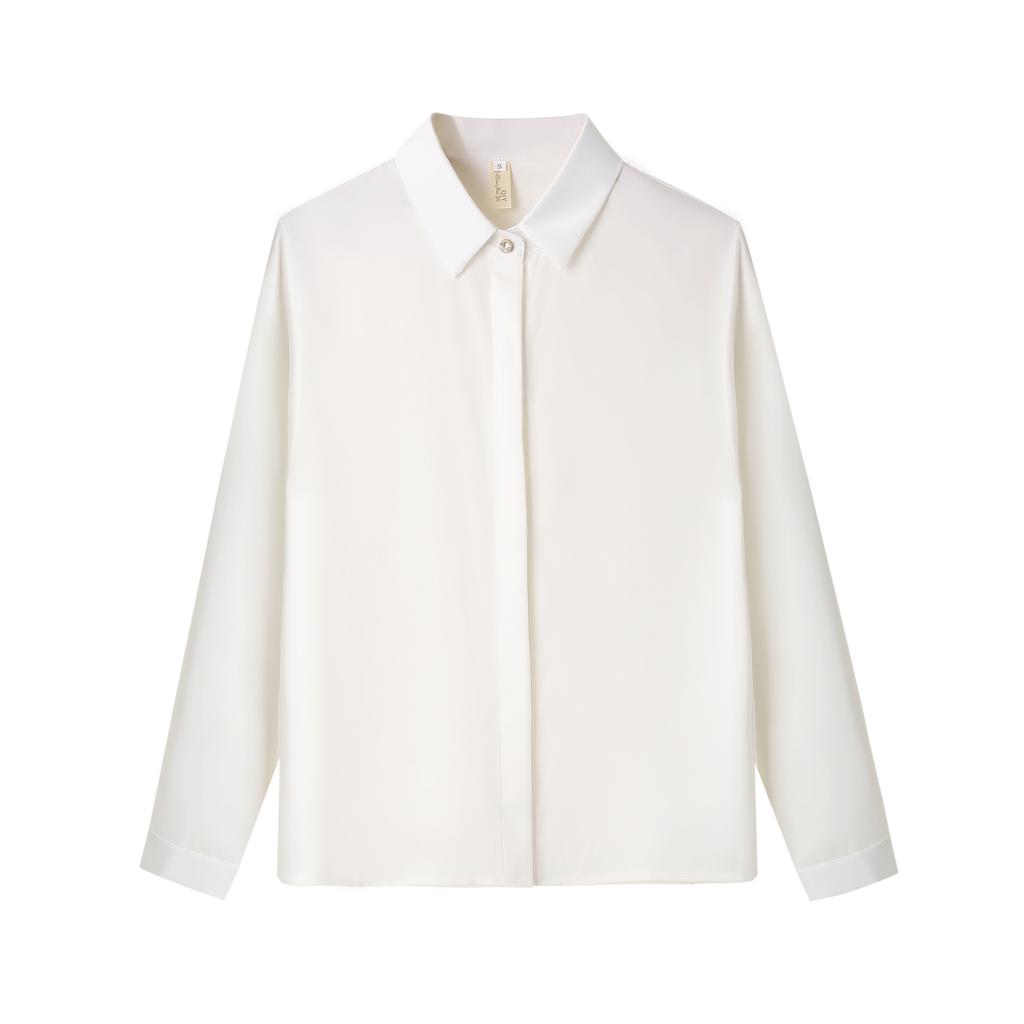 Langarmshirt Damen Frühling Herbst Satin Temperament Vielseitig Lockeres Freizeithemd