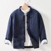 Herren Chinesischer Stil Stehkragen Warmer Plattenknopf Baumwollmantel Lockere Retro Freizeitjacke