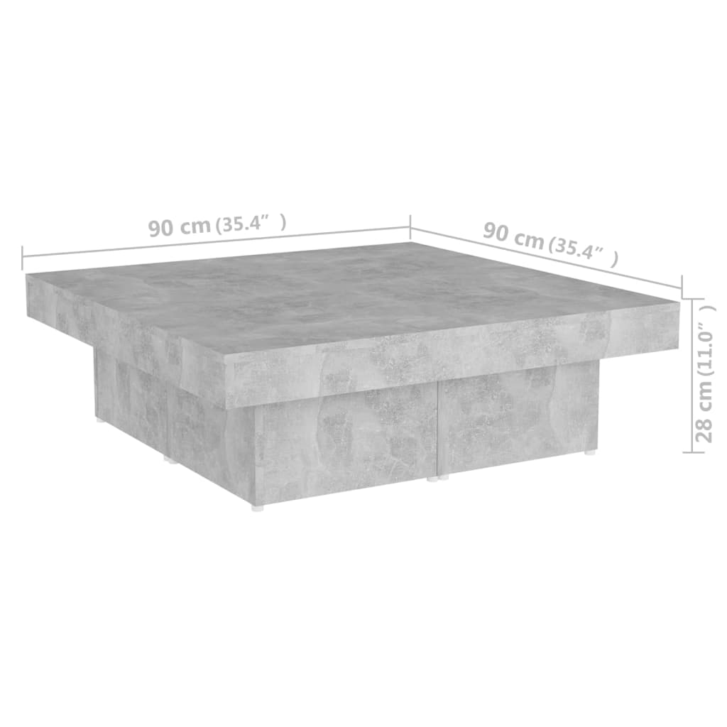 Vidaxl Couchtisch, Betongrau, 90x90x28 cm