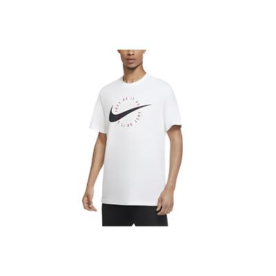 Camiseta Esportiva de Manga Curta com Gola Redonda e Estampa de Logo Masculina Tops Branco DA8866-100