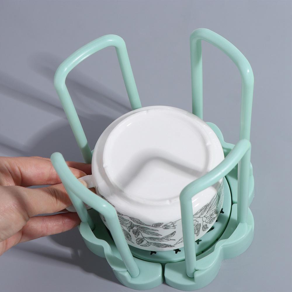 Plastic Rotating Bowl Drain Rack Single Tier Dish Display Stand Tableware Drainer Rack  Countertop