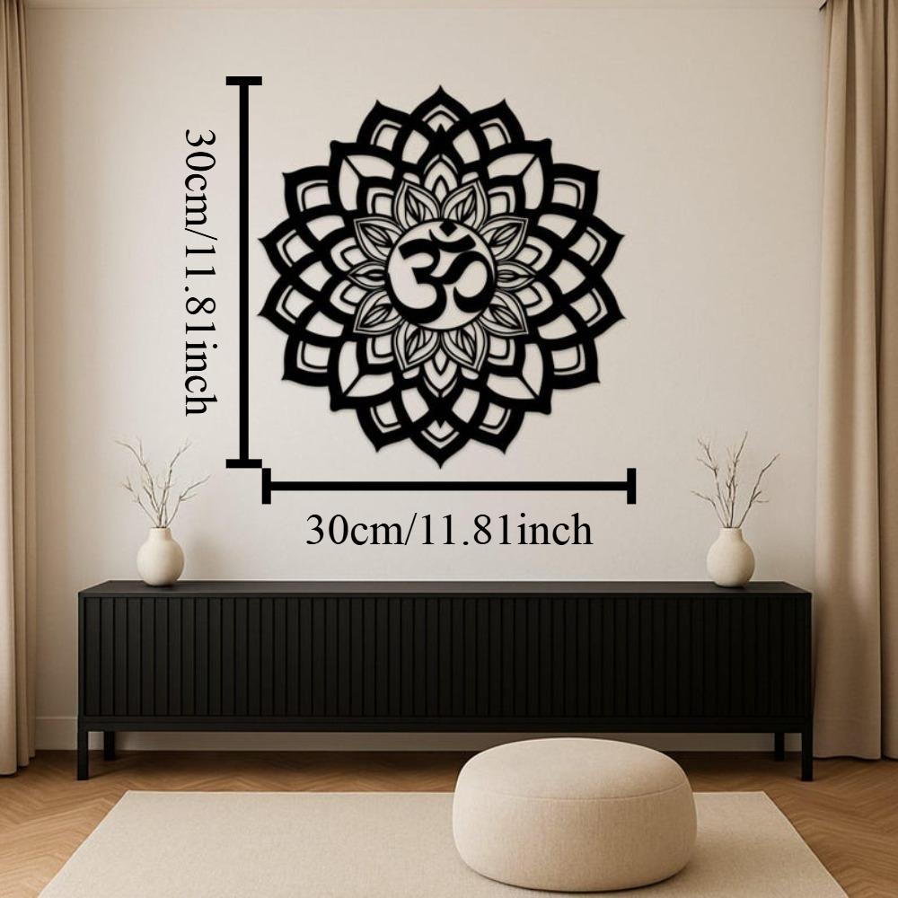 Металлическое настенное искусство Мандала Большой Декор для Йоги Цветок Медитация Бохо Духовный Подарок 12in чёрный