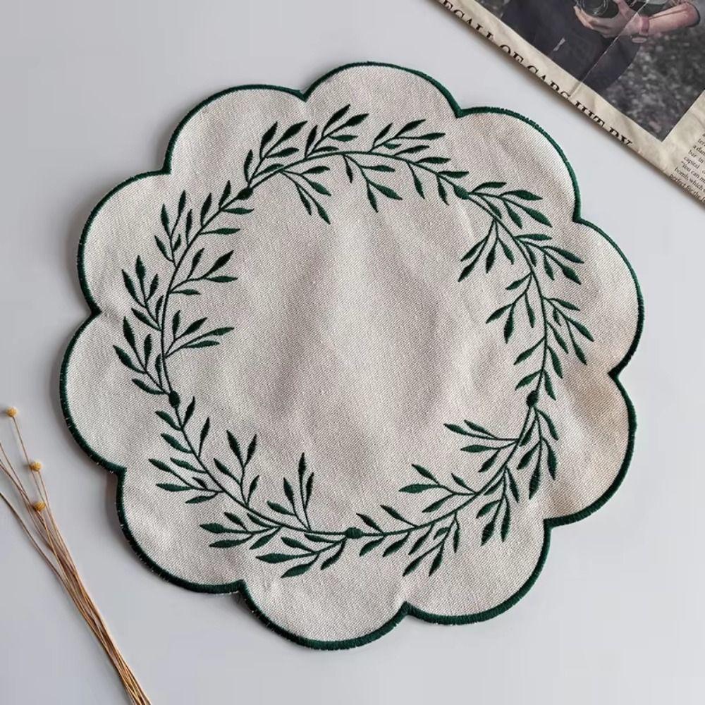 Thickened Embroidered Placemats Wear-resistant Canvas Table Pad Insulation Table Mat  Home Use