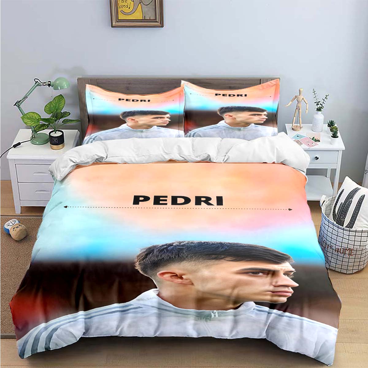

Spain Fashion Football Star P-Pedri Print Bedding Sets Bed Supplie Set Comforter Set Teens Girls Twin Single Kid Gift 220*240cm 3pcs