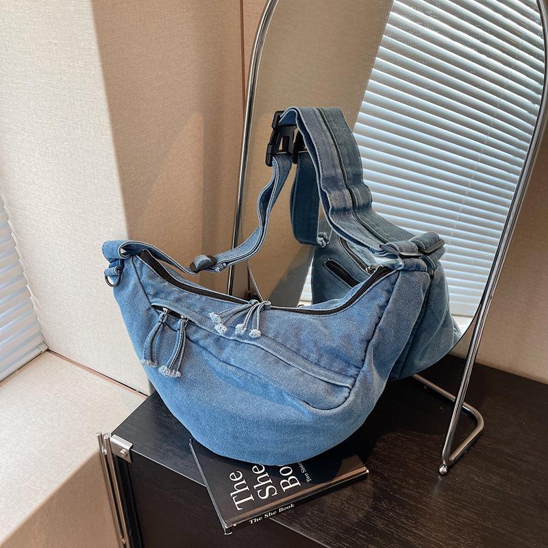 

Large Capacity Denim Canvas Crossbody Bag - Japanese & Korean Style Trendy Shoulder Bag for Students