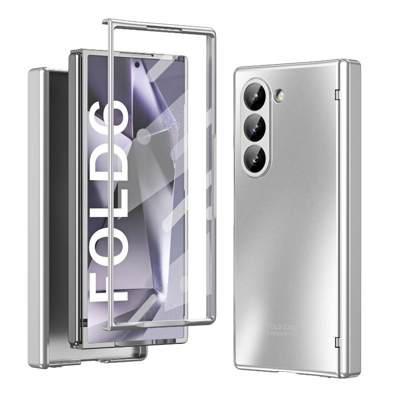 Custodia rigida galvanizzata per telefono per Samsung Galaxy Z Fold 6 5 4 3 Fold6 Fold5 Fold4 Fold3 Protezione cerniera Copertura antiurto