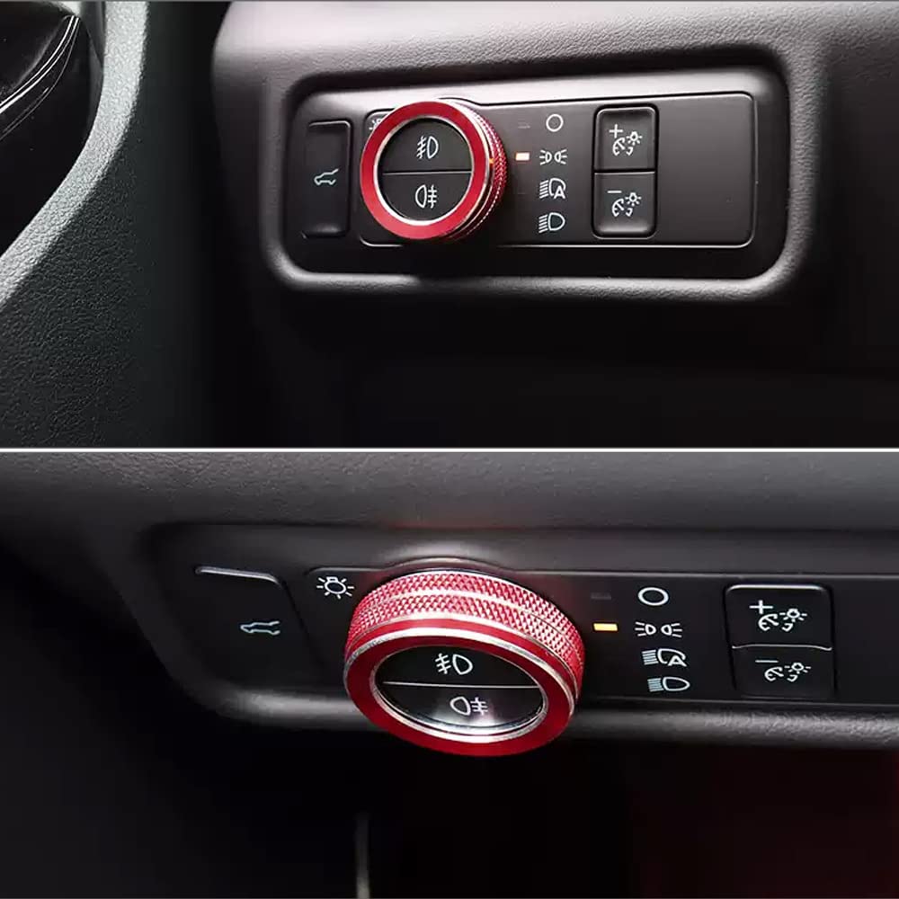 LECART Red Headlight Switch Knob Covers Fit for Ford Explorer 2024 Auto Interior Accessories Auto Decor Trims Metal Sticker