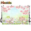 Mocsicka Easter Background Spring Flowers Meadow Eggs Rabbit Decoration Home Party Kid Photo Studio Photography Props
