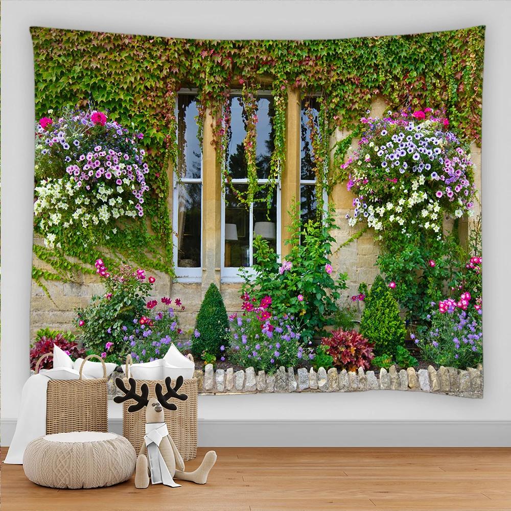 Arched Flower Path Garden Tapestry Indian Mandala Tapestry Wall Hanging Tapestries Boho Bedroom Wall Rug Couch Blanket 9 Size