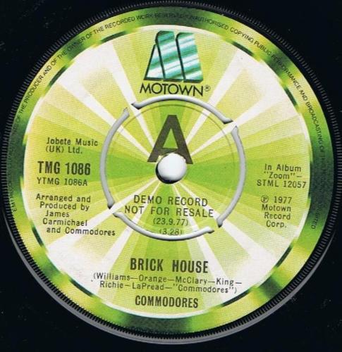 

7inch Record COMMODORES - Brick House TMG1086PROMO Motown 1977 UK Soul/Funk Used