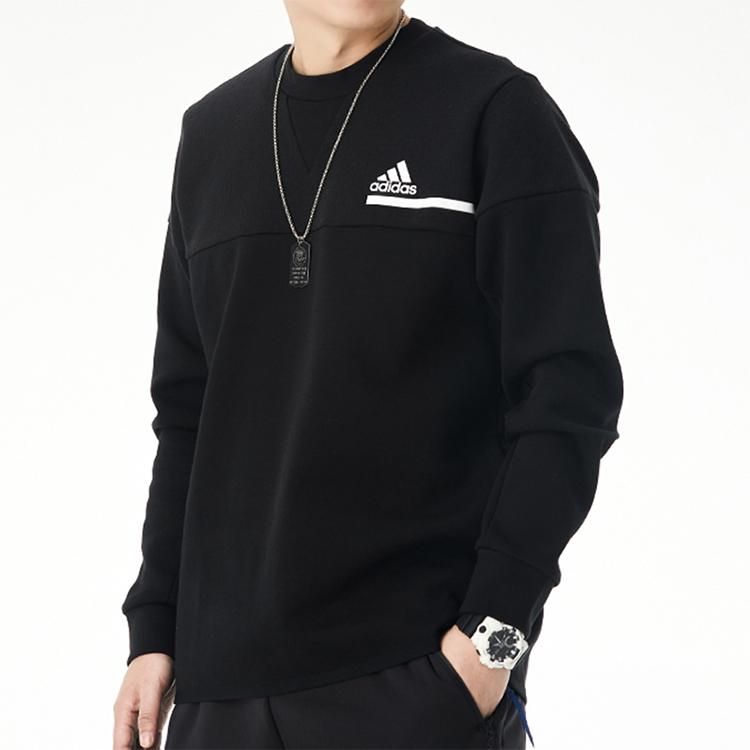 Adidas Logo Print Sports Casual Pullover Crewneck Sweatshirt Men Sweatshirt Black GM6538