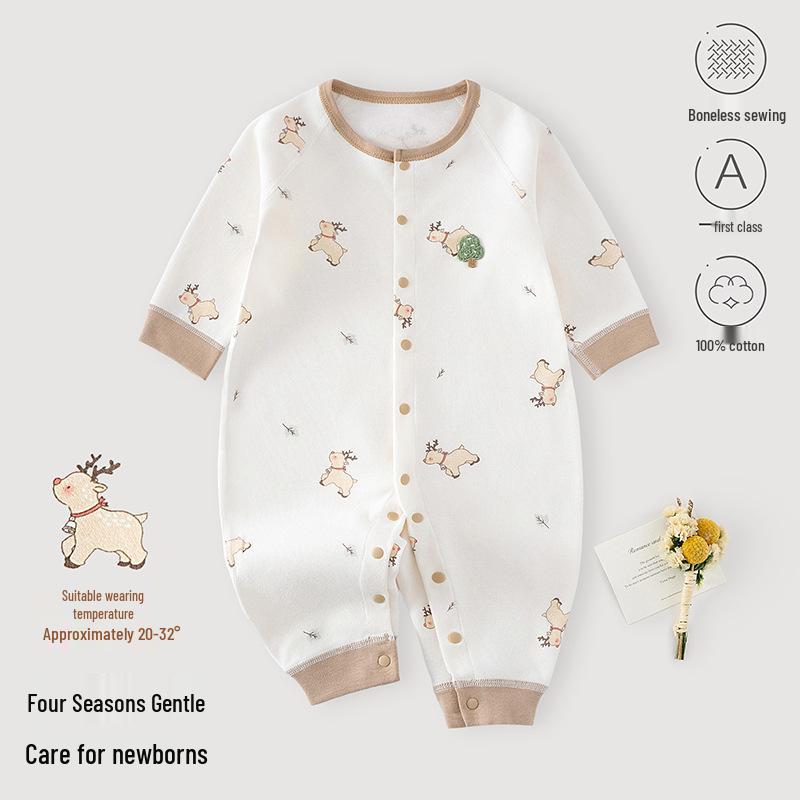 Unisex Pure Cotton Baby Bodysuit - Tagless Romper for All Seasons 80 cm