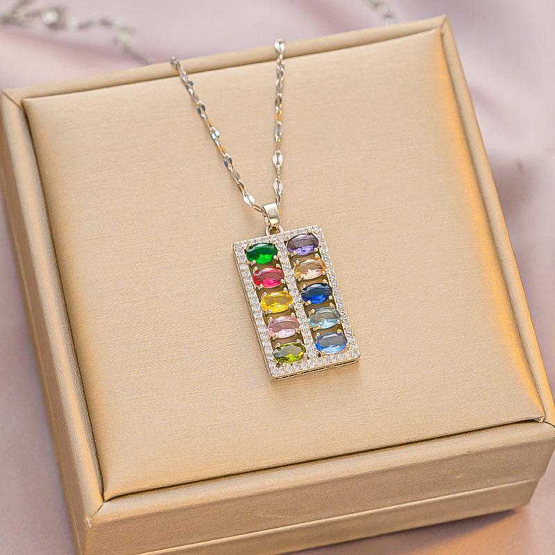 Кулон Abacus Благоприятное ожерелье Ruyi в этническом стиле с красочными ювелирными изделиями с бриллиантами