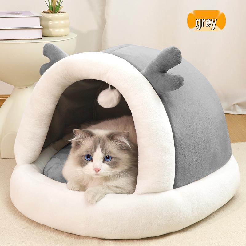 Four Seasons Universal Cat & Pet House: Warm Enclosed Nest for Cats and Small Dogs, Offers Comfort and Security Year-Round.