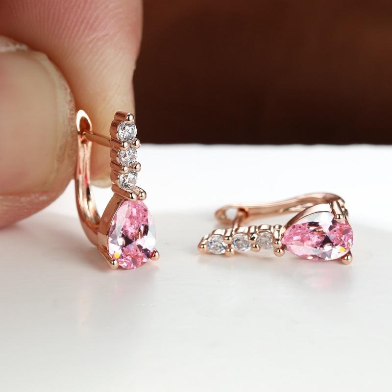 SHEIN water drop-shaped full diamond zircon ear buckle color Korean style with simple temperament
