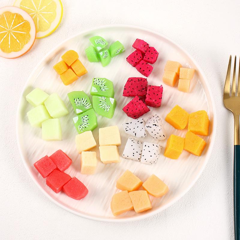 Miniature Fruit Cube Toys: Pitaya, Mango, Kiwi - Fruit Salad Platter Accessories