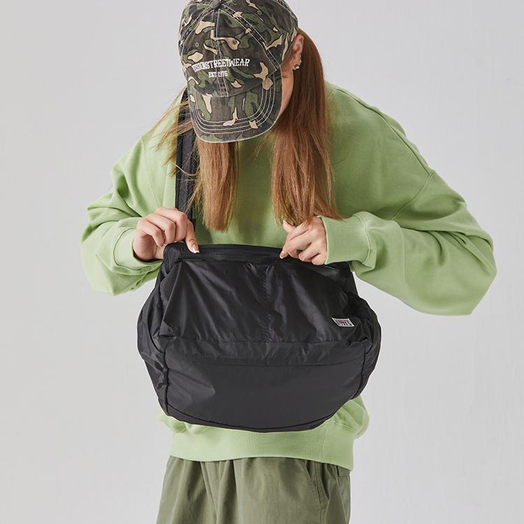 New Vision Street Wear Nylon Shoulder Bag Regular Unisex Black/Purple V241NS9008