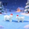 Holiday Display Ornaments Miniature Polar Bear Figurines, Durable Synthetic Resin Animal Indoor Outdoor Statues Ornaments, Decorative Accents