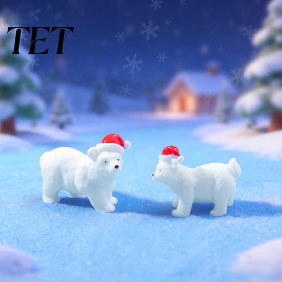 Holiday Display Ornaments Miniature Polar Bear Figurines, Durable Synthetic Resin Animal Indoor Outdoor Statues Ornaments, Decorative Accents