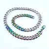 New 316L Stainless Steel Iridescence and Primary Colors Dual Hip Hop Necklace Jewelry
