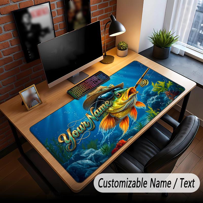 Fish Ocean Theme Custom Mouse Pad Personalized With Name Text Customized Desk Mat For Office Home Decor