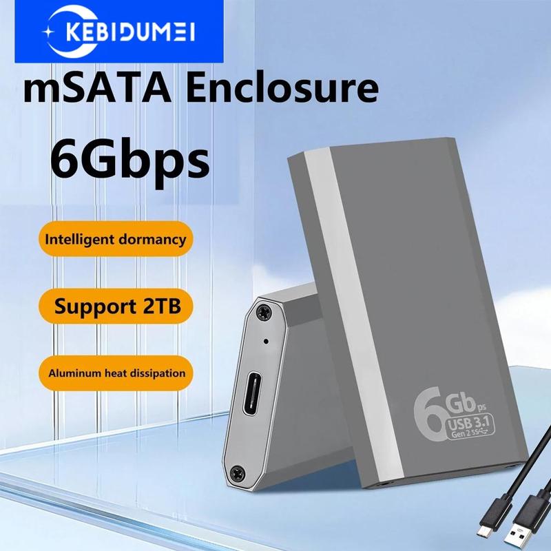 mSATA To USB 3.1 Gen2 6Gbps SSD Enclosure Adapter Case with Type C Port for mSATA Internal Solid State Drive Hard Drive