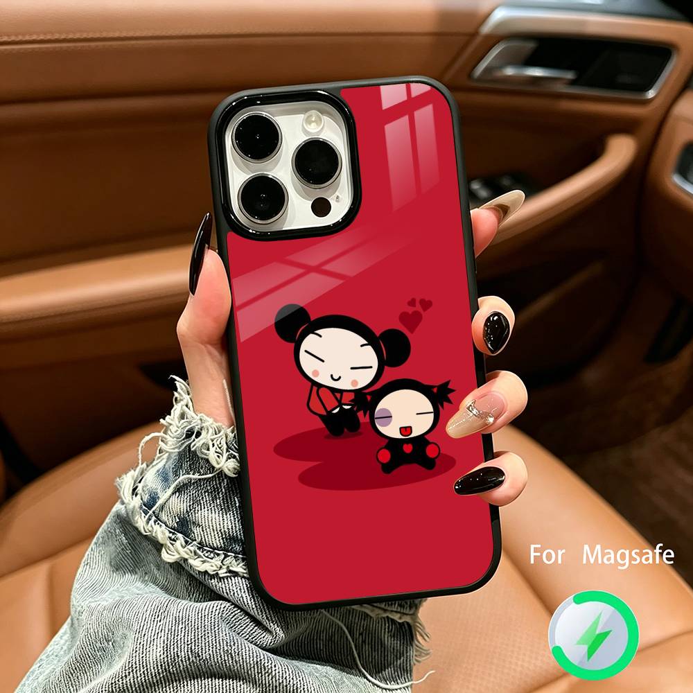 Cute Cartoon Pucca Garu Wireless charging phone case compatible with iPhone 17/16/15/14/13/12/11