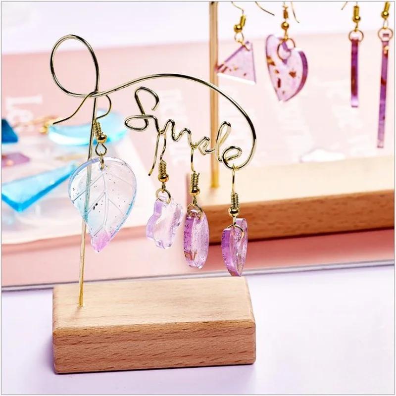 Handgjord Örhänge Harts Silikonform DIY Kristall Dropplim Gips Hänge Örhänge Formar 14 Fack Konstverk Smyckestillverkning Form