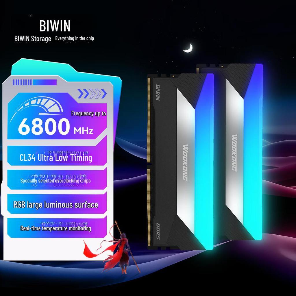 BIWIN DX100 RGB 32GB (2x16GB) DDR5 6800MHz Desktop Memory Kit