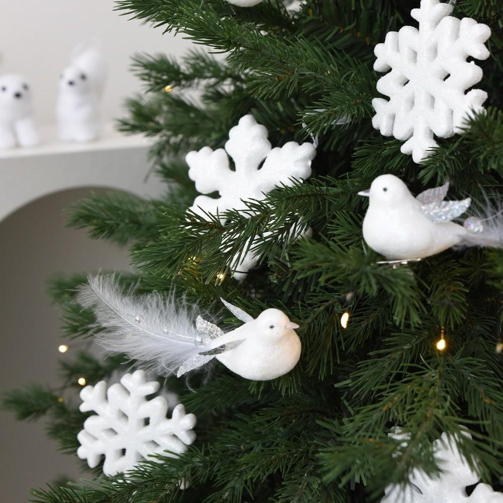 Flocking Christmas Tree Pendant Polar Bear Snowflake Hanging Pendant  Home Decoration