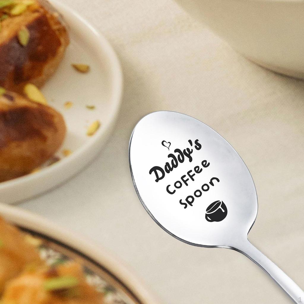 Engraved Stainless Steel Spoon Fathers Day Gifts for Dad Portable Coffee Tea Cooking Utensil
