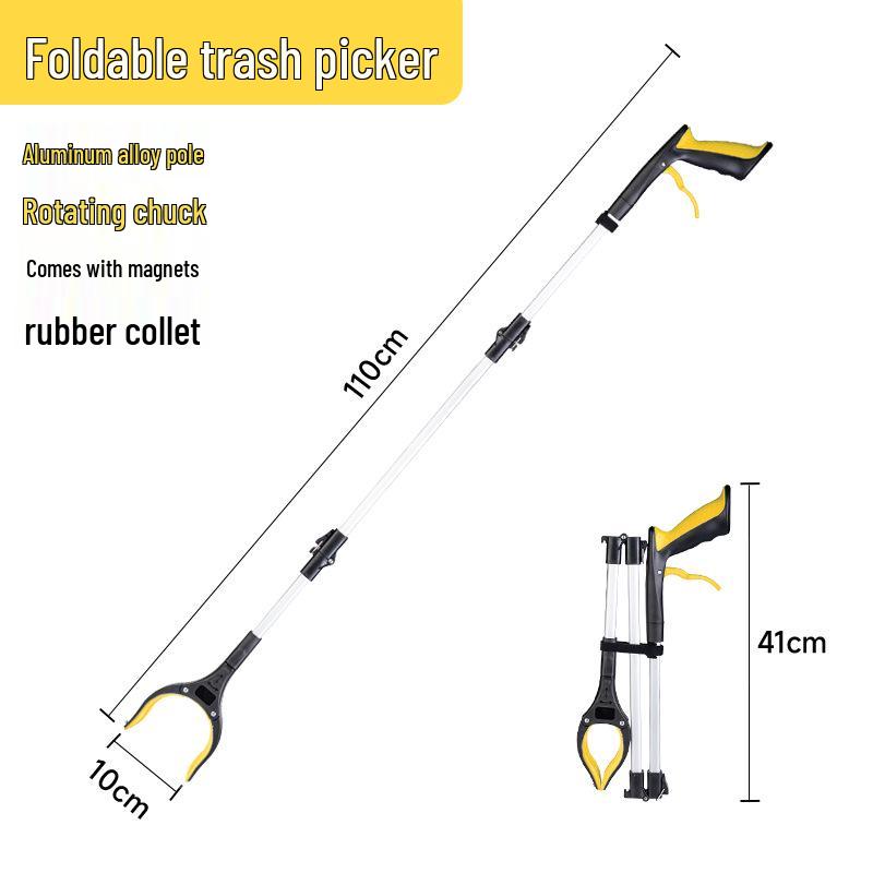 Collapsible Long-Handled Trash Picker Tongs - Household Sanitation Tool