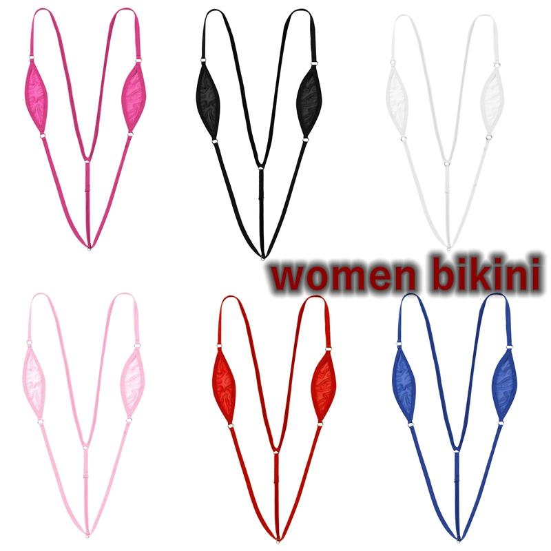 Women One Piece Sheer Lingerie Spaghetti Straps Y Back Mini Micro Thong Bikini for Nightwear Swimwear